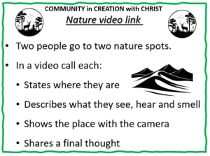 Instructions for meeting up on a video call to share connections with Nature