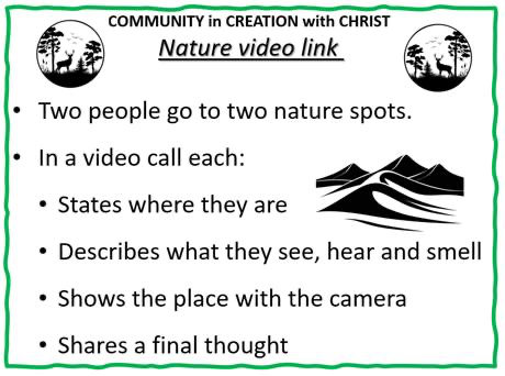 Instructions for meeting up on a video call to share connections with Nature