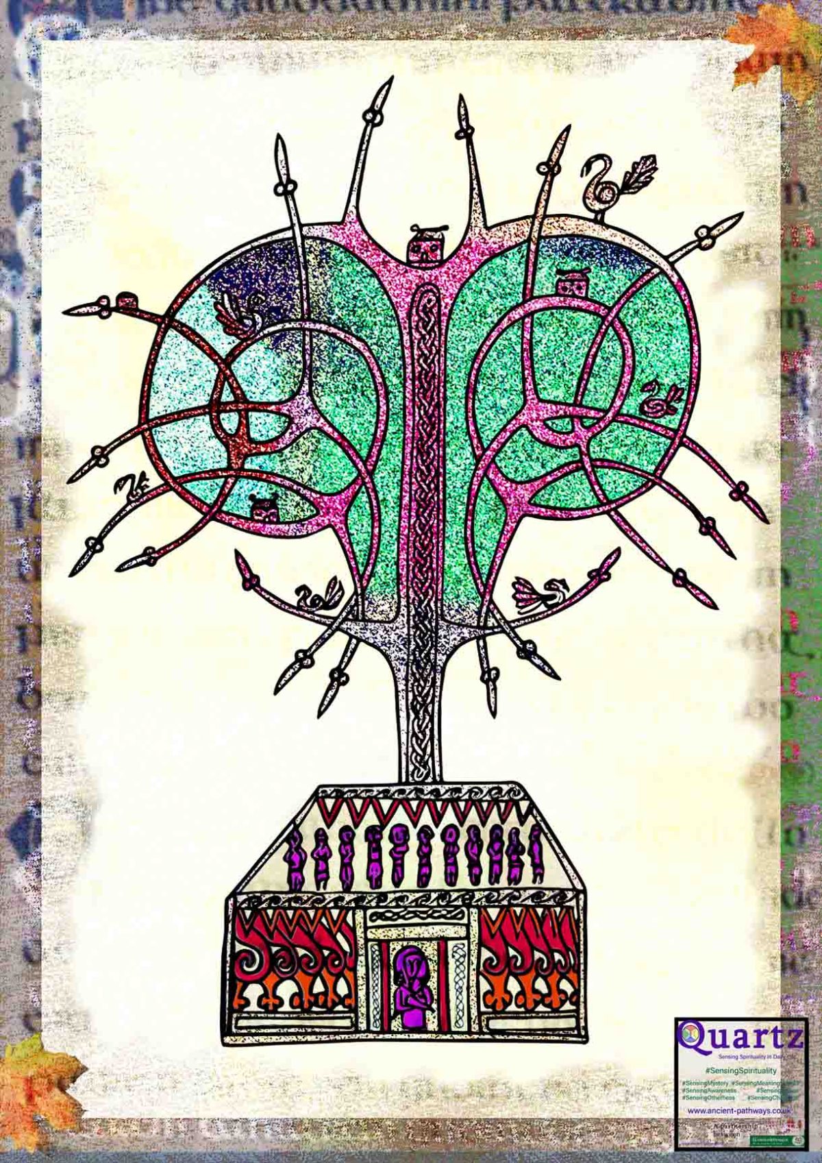 A recent interpretations of an ancient Irish House Shrine with a flabelum above it.