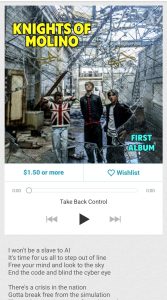 Album cover for the Knights of Molino "take back control"